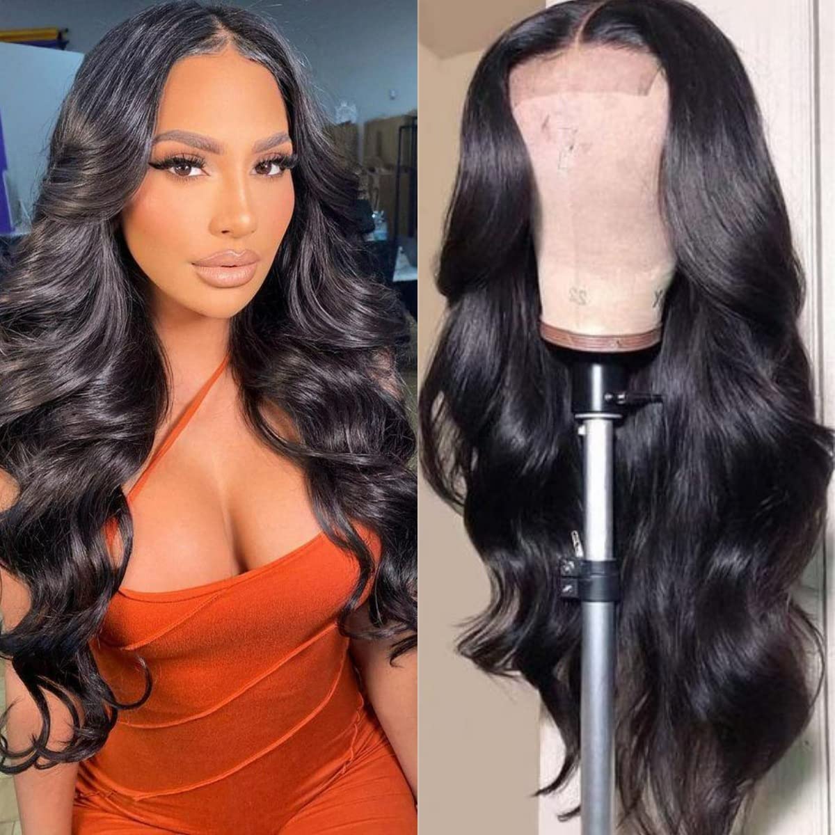 4x6 Lace Closure Wig Human Hair Natural Color Three-Dimensional Body Wave Density