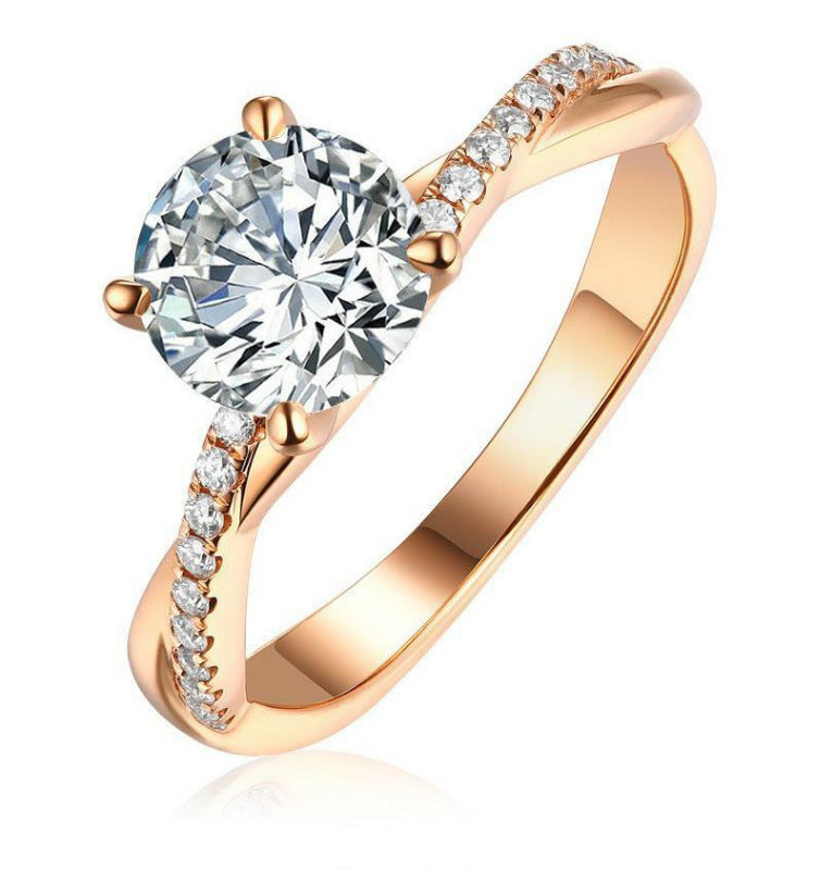New European And American-style Minimalist Fashion Ring With Zircon Inlay