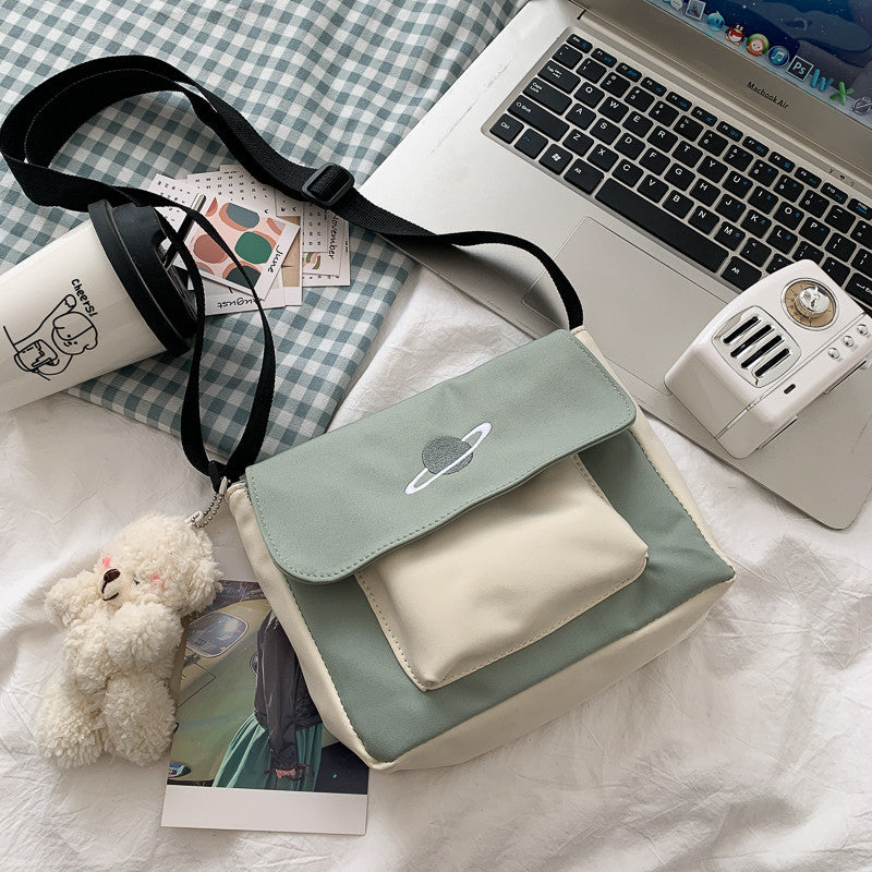 Canvas Handbag Mini Student Bag Simple Crossbody Bags Casual Lady Flap Shoulder Bag