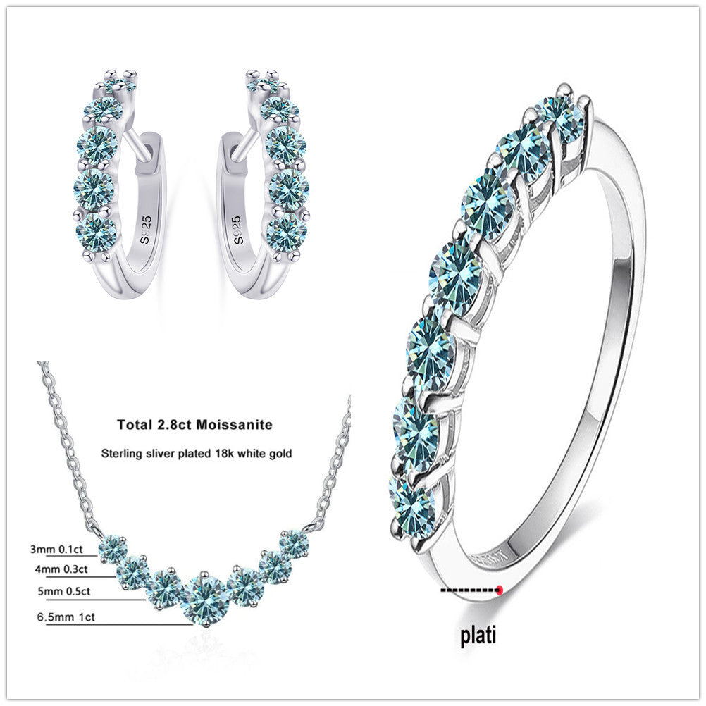4.5 Karat Moissanite Suit Sterling Silver Jewelry Suit