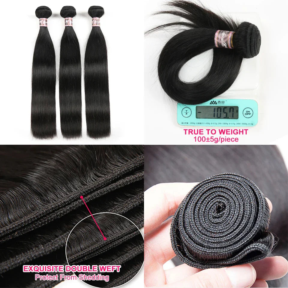 Peruvian Straight Hair Bundles 1/3/4 PCS Straight Human Hair Bundles 10-32inch Long Hair Ali Annabelle Human Hair Extensians