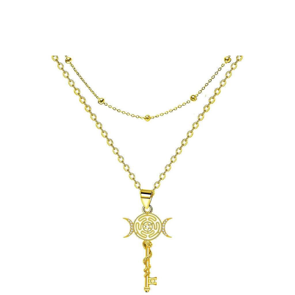 Serpentine Key Double Layered Necklace