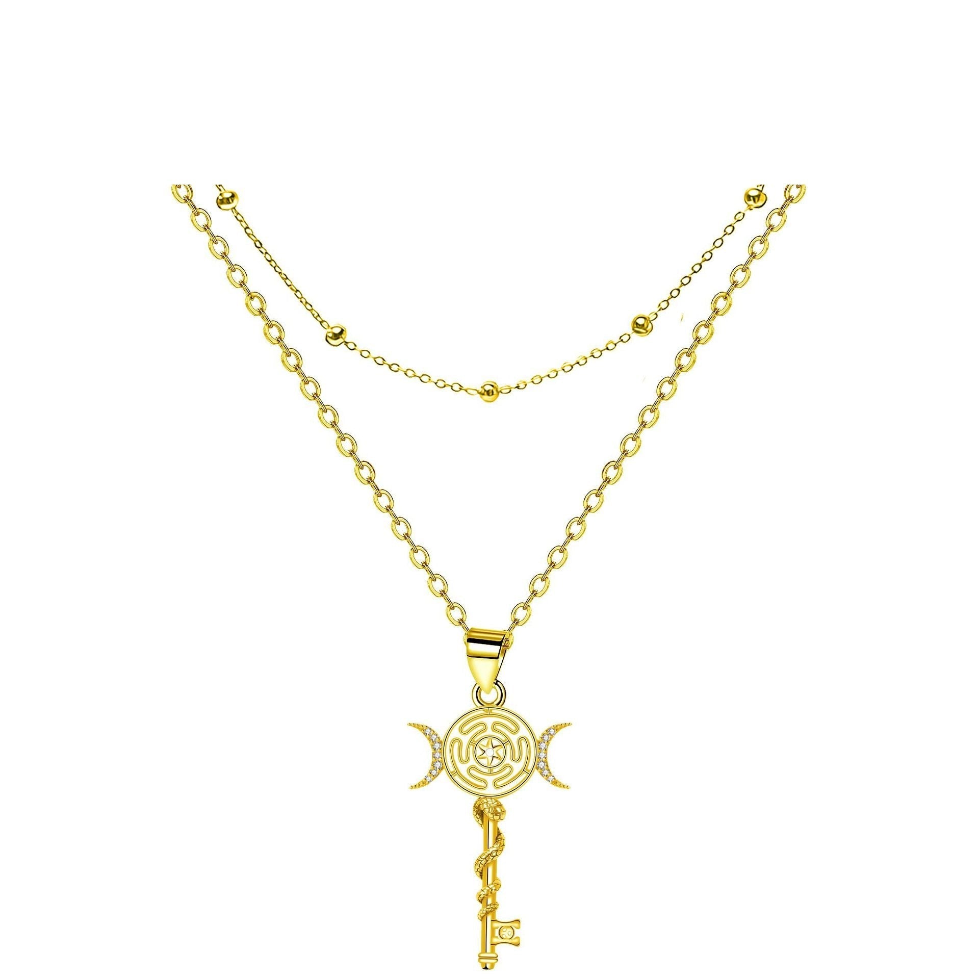 Serpentine Key Double Layered Necklace